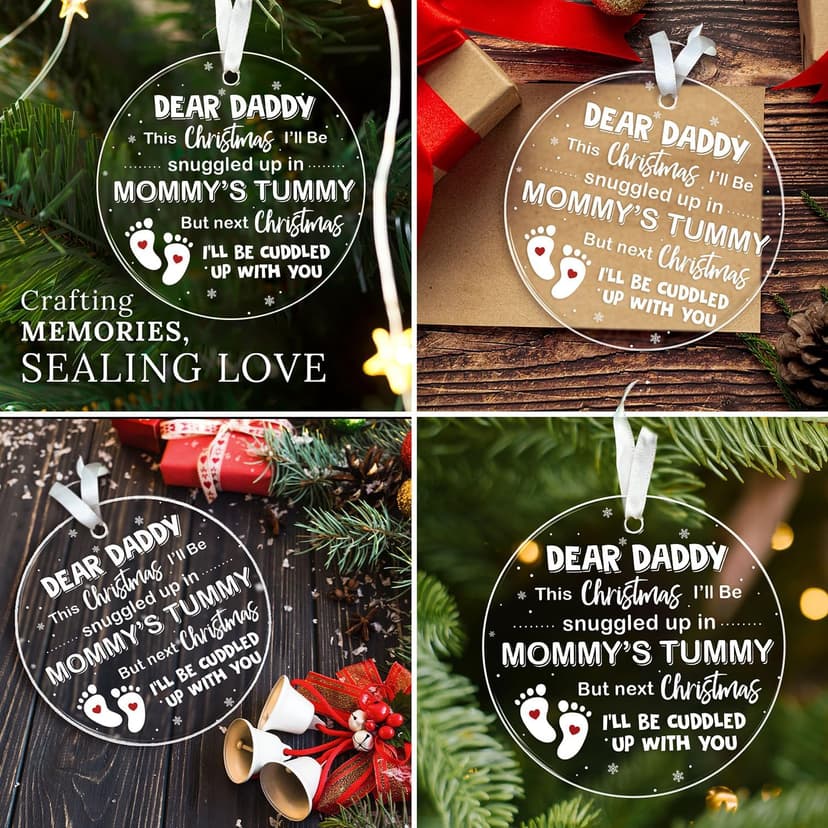 HEXMOZ First Time Dad Gifts - New Dad Gifts - Bumps First Christmas Ornament - Pregnancy Announcement for Husband, Soon to Be Daddy, 1st Time Daddy Gift - Expecting Baby on The Way