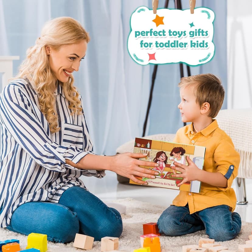 14PC Montessori Toy Safe Kitchen Knife Set for Toddler, Kids Knife Set for Real Cooking with Cutting Board, Gift for 3-12 Year Old Girl Boy Bithday Chistmas, Little Chef Cooking Tool for Kid Age 3-12