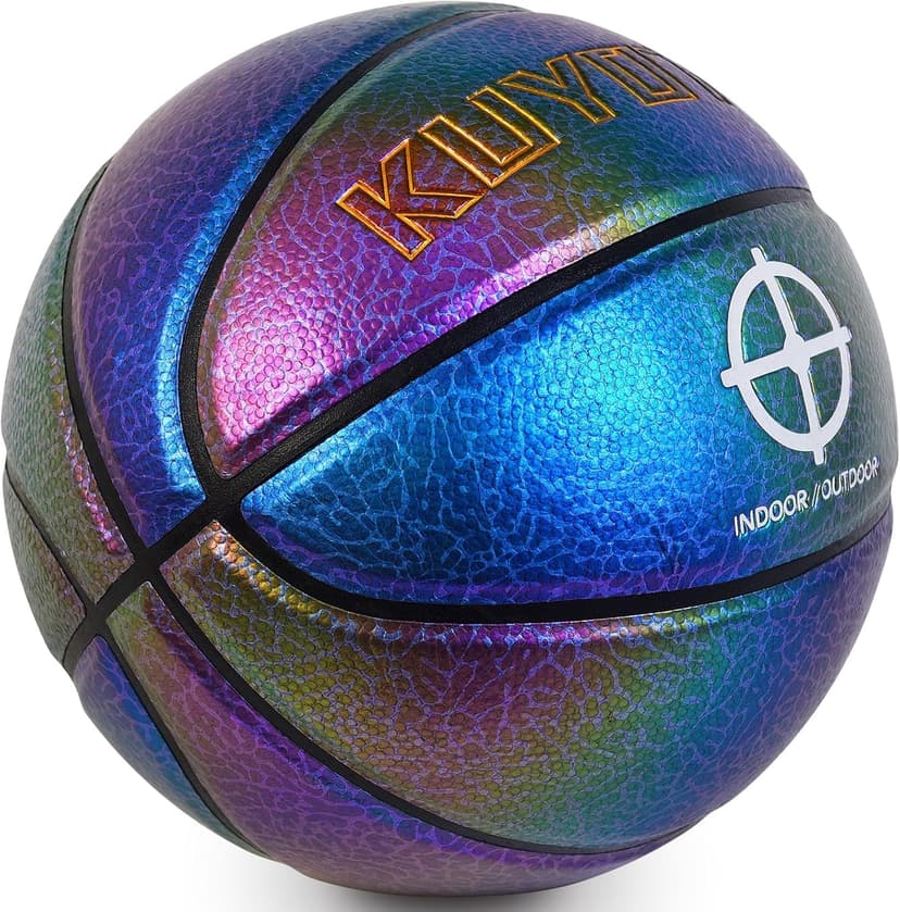 KUYOTQ Kids Youth Women Basketball - Shiny Purple Leather Size 3/4/5/6 - 22/25.5/27.5/28.5" Dazzle Textured Basketball for Boys and Girls (Deflated, Without Pump)