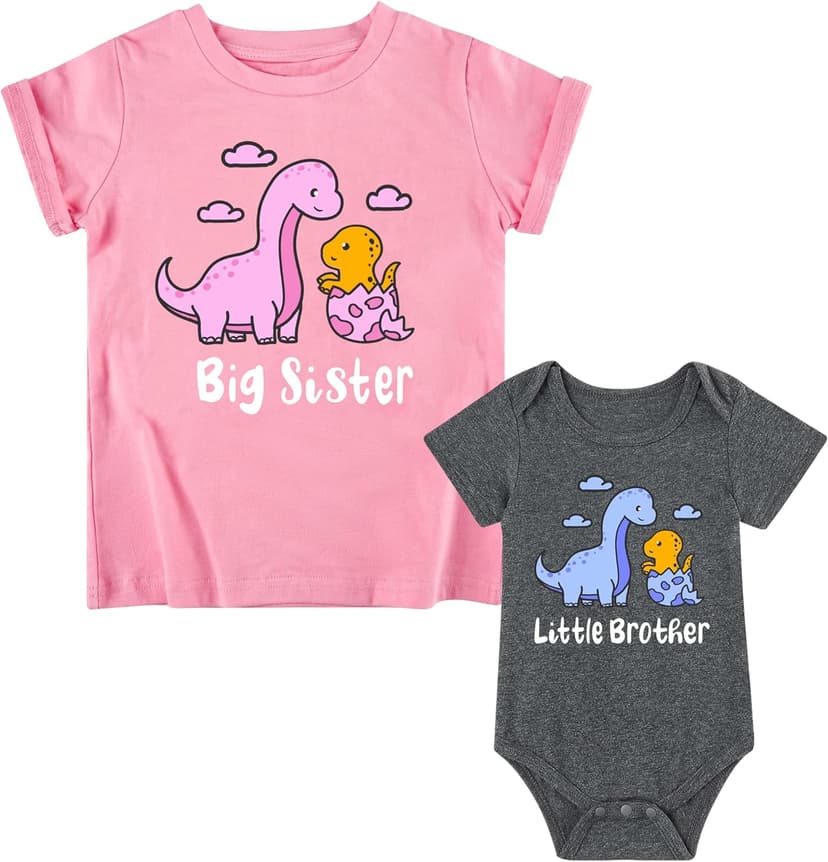 Funnycokid Big Sister Little Brother Matching Outfits Toddler Girl Shirt Newborn Boys Clothes