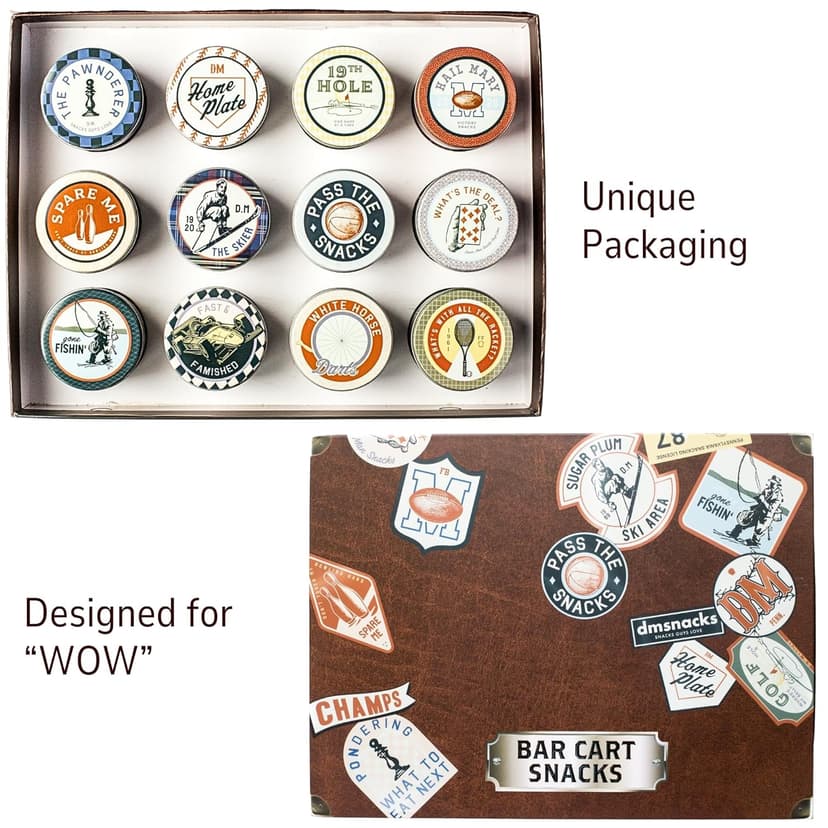 Snack Box Gift Basket, Birthday Gift for Men, Food Care Package, Unique Tins of Assorted Nuts, Snacks in Stunning Case - Treat for Men, Women, Dad, Friends, Family