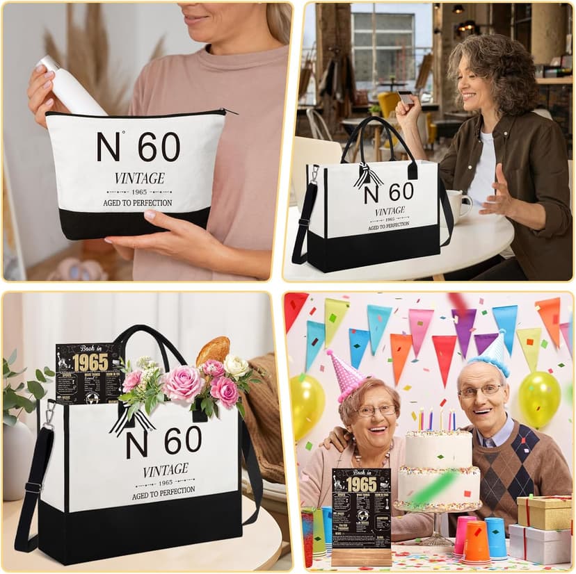 Birthday Gifts for Women Canvas Tote Bag, Unique Gifts for Wife Mom Friends Her, Vintage Handbag Cosmetic Bag Poster