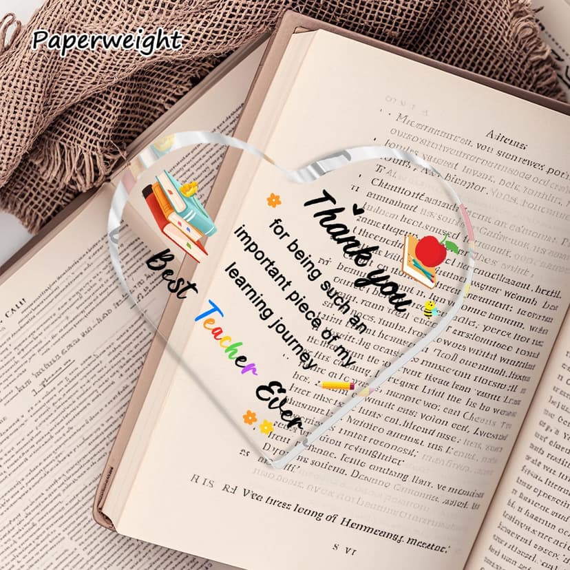 Teacher Valentine Gift, Valentines Day Gifts for Teachers - Acrylic Heart Plaque 4×4 in, End of Year Thank You Teacher Gifts for Women Men, Teacher Retirement Gifts, Keepsake & Paperweight