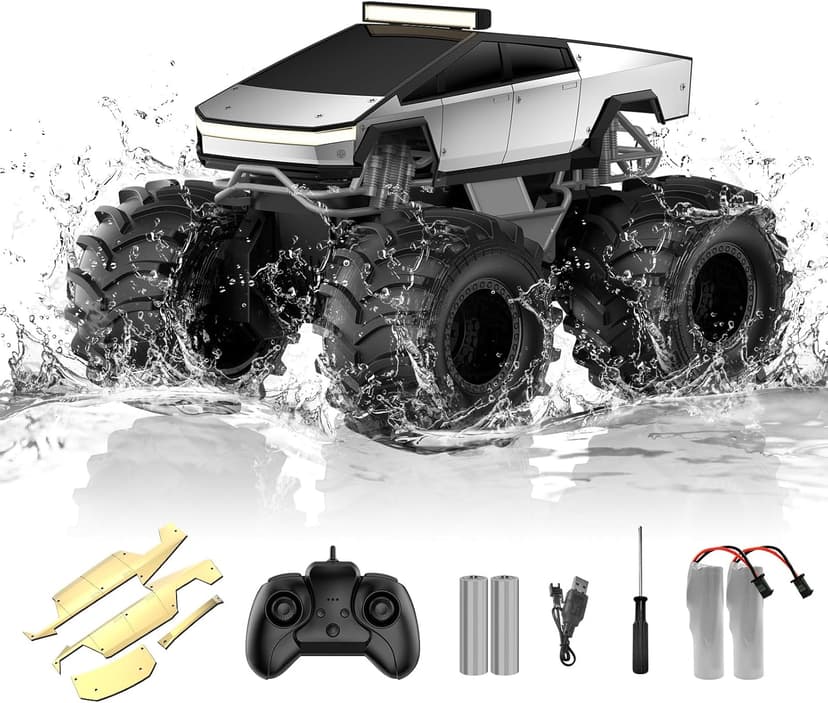 Amphibious Remote Control Car, 1:18 Monster Truck Toys for Boys RC Cars, 2.4 GHz Waterproof RC Trucks, 4WD All Terrain Off-Road Pickup, Kids Christmas Birthday Gifts Present Boys Girls Toys Ages 6+