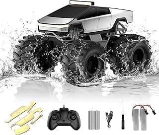 Amphibious Remote Control Car, 1:18 Monster Truck Toys for Boys RC Cars, 2.4 GHz Waterproof RC Trucks, 4WD All Terrain Off-Road Pickup, Kids Christmas Birthday Gifts Present Boys Girls Toys Ages 6+