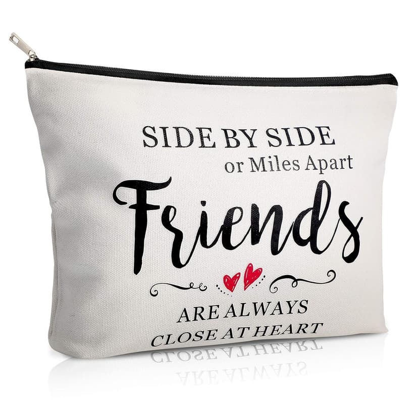 Weewooday 5 Pcs Friend Gifts Cosmetic Bags Friendship Makeup Bags for Women Party Favors, Long Distance Friendship, Side by Side Friends Gift, Girls Weekend Gifts for Birthday Teacher