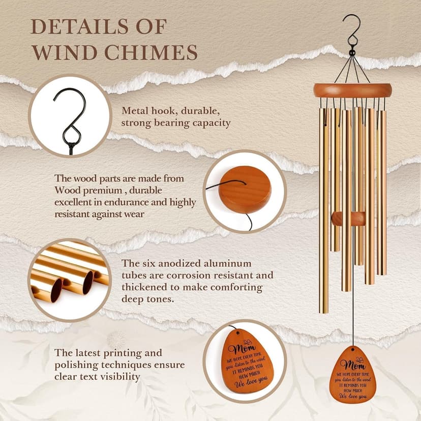 Gifts for Mom, Moms Wind Chimes, Mother's Day Best Gift for Mom, Mother Birthday Gift from Daughter Son, Love Reminder Gifts for Birthday Thanksgiving Christmas