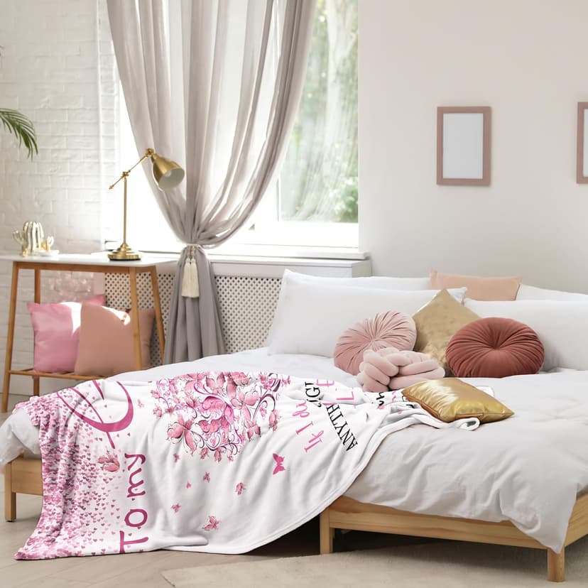 Gifts for Girlfriend, I Love My Girlfriend Birthday Gift, Cute Birthday Gift for Girlfriends Blanket 60"x 50", Best Gifts for GF, Romantic Anniversary Present for Her