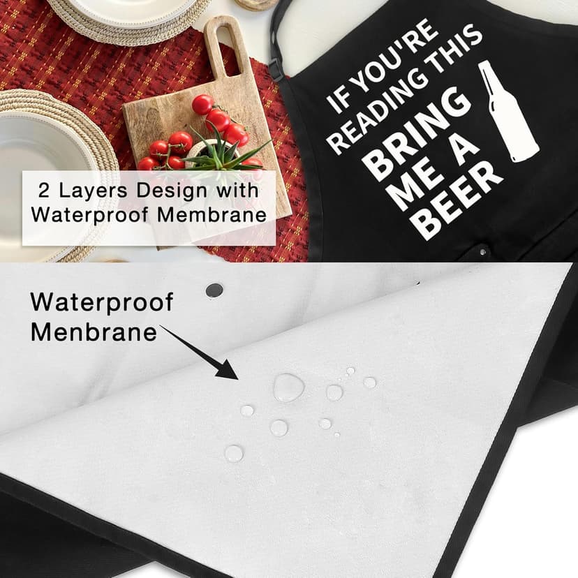 Funny Cooking Chef Apron with Pockets BBQ Kitchen Work Aprons Birthday Dad Creative Gifts