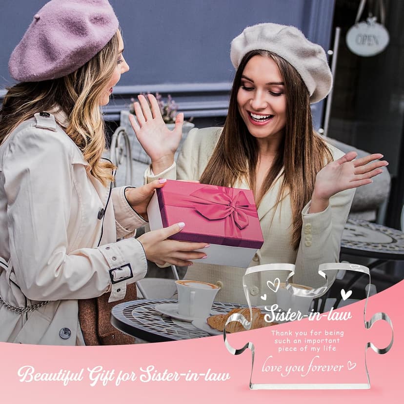 Sister in Law Gifts, Best Gifts for Sister in Law - 4.9 x 3.7 inch Engraved Acrylic Block, Christmas Mothers Day Wedding Gifts for Sister in Law, Sister in Law Birthday Gifts Ideas