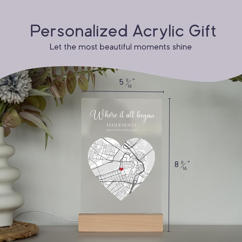 Where We Met Map Gift - Cute Boyfried Gifts From Girlfriend/Personalized Gifts For Her/I Love You Gifts For Him - Custom Plaque Personalized/Christman Presents for Boyfriend - Couple
