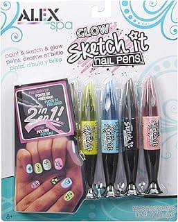 Alex Spa Glow Sketch It Nail Pens Girls Fashion Activity, Nail Designs that Can Glow in the Dark, Create Long Lasting Looks with Beautiful Nail Polish , For Ages 8 and up