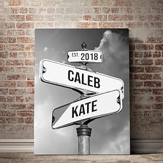 Personalized Crossroads Street Sign For Couples, Custom Name And Date Vintage Street Sign Canvas Print, Christmas Gifts for her/him, Valentines Day Gift for Girlfriend/Boyfriend