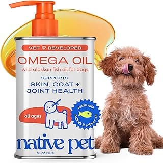 Native Pet Omega 3 Fish Oil for Dogs & Cats - Promotes Healthy Skin, Shiny Coat, & Strong Joints - Made with Wild Alaskan Salmon Oil for Dogs – Tasty, Fast-Absorbing Omega 3 6 9 Liquid Supplement- 8oz