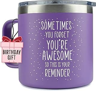 Birthday Gifts for Women Friendship - Sometimes You Forget Your Awesome Gifts Purple Coffee Mug for Her 14oz Inspirational Unique Graduation Gift Ideas 2025 Thank You Gift for Teachers Appreciation