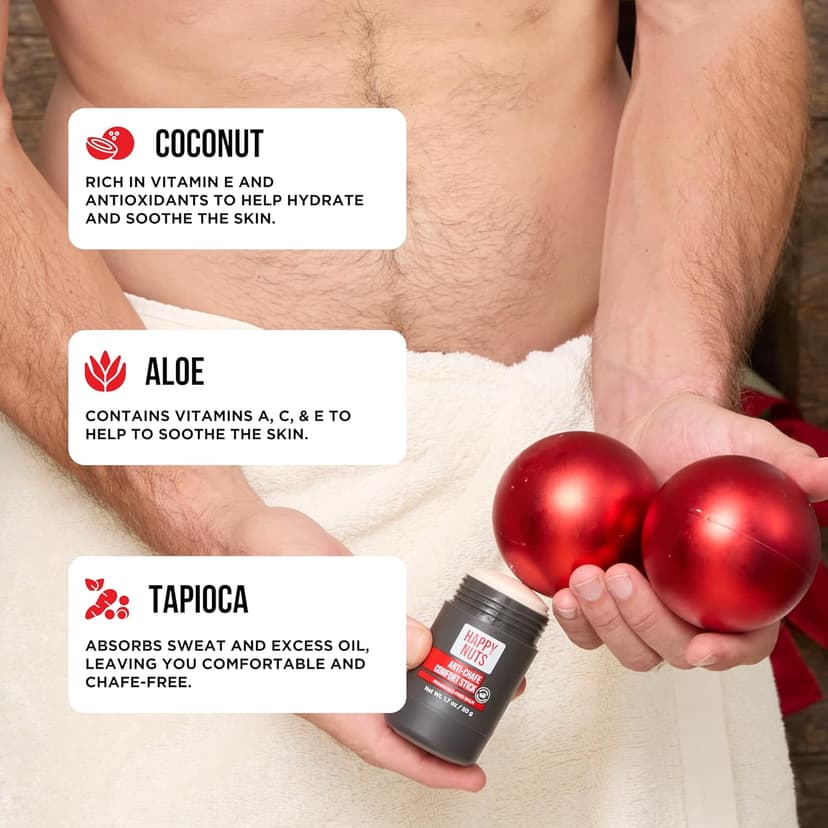 HAPPY NUTS Anti-Chafe Comfort Stick for Men: Ultimate Friction Defense & Chafing Prevention for Active Lifestyles - Perfect for Runners, Cyclists, & Active Men (1 Pack)