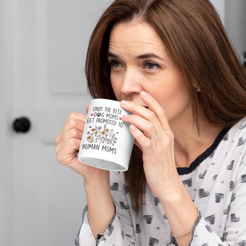 Mom To Be Gift, New Pregnancy Gifts For Expecting Mommy, Only The Best Dog Moms Get Promoted To Mug, Mama To Be gifts For Birthday Day, Mothers Day, Christmas (Mom)