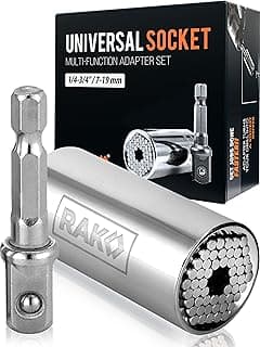 RAK Super Universal Socket Tool, 7-19mm Universal Socket Wrench Set, Gator Grip with Power Drill Adapter Set, Stocking Stuffer, Ideal Cool Gadgets Stuff for Birthday Gifts for Men Dad Husband