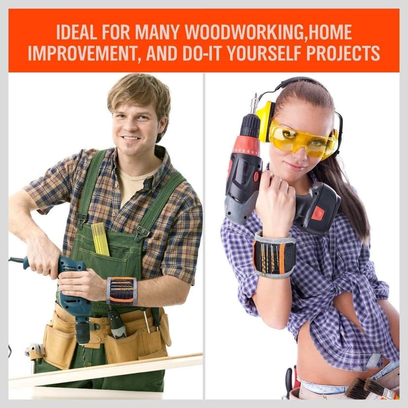 HORUSDY Magnetic Wristband, Gifts for Dad, with Strong Magnets for Holding Screws, Nails, Drilling Bits, Tool Gift for Men