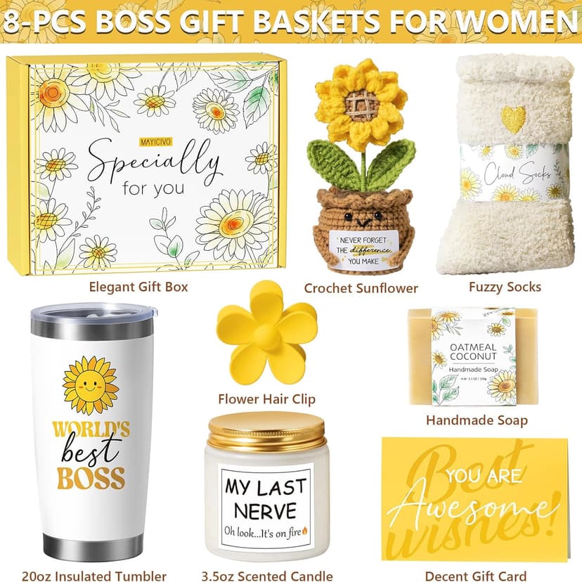 Bosses Day Gifts for Women Her, Cool Boss Lady Gifts for Women Female, Funny Thank You Birthday Christmas Bosses Appreciation Gift Set, Best Office Farewell Leaving Going Away Retirement Gift for Boss