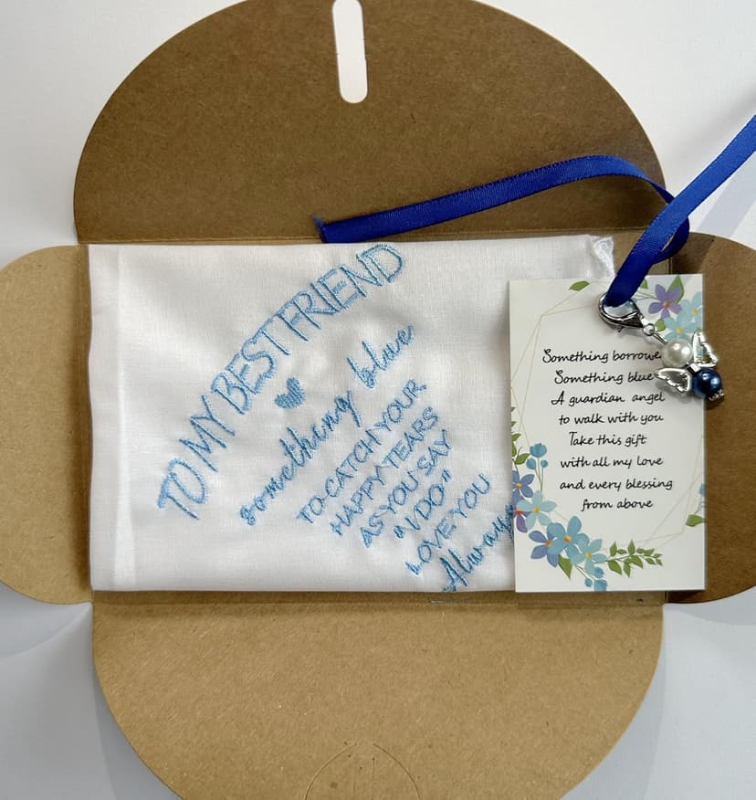 MKISHINE Something Blue for Bride Gift for Bride from Maid of Honor Best Friend Wedding Gift to Bride from Bridesmaid Bridal Blue Handkerchief, Something Blue Angel Gift, Bridal Shower Gift