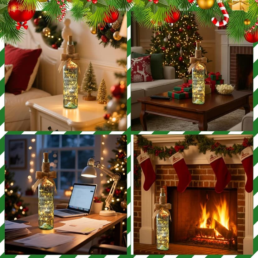 Friendship Gifts for Women Christmas 2026 Lighted Wine Friendship Bottle Holiday Unique Friends Gift for Girlfriend Men Birthday Wine Bottle Light Christmas Table Centerpieces Decorations