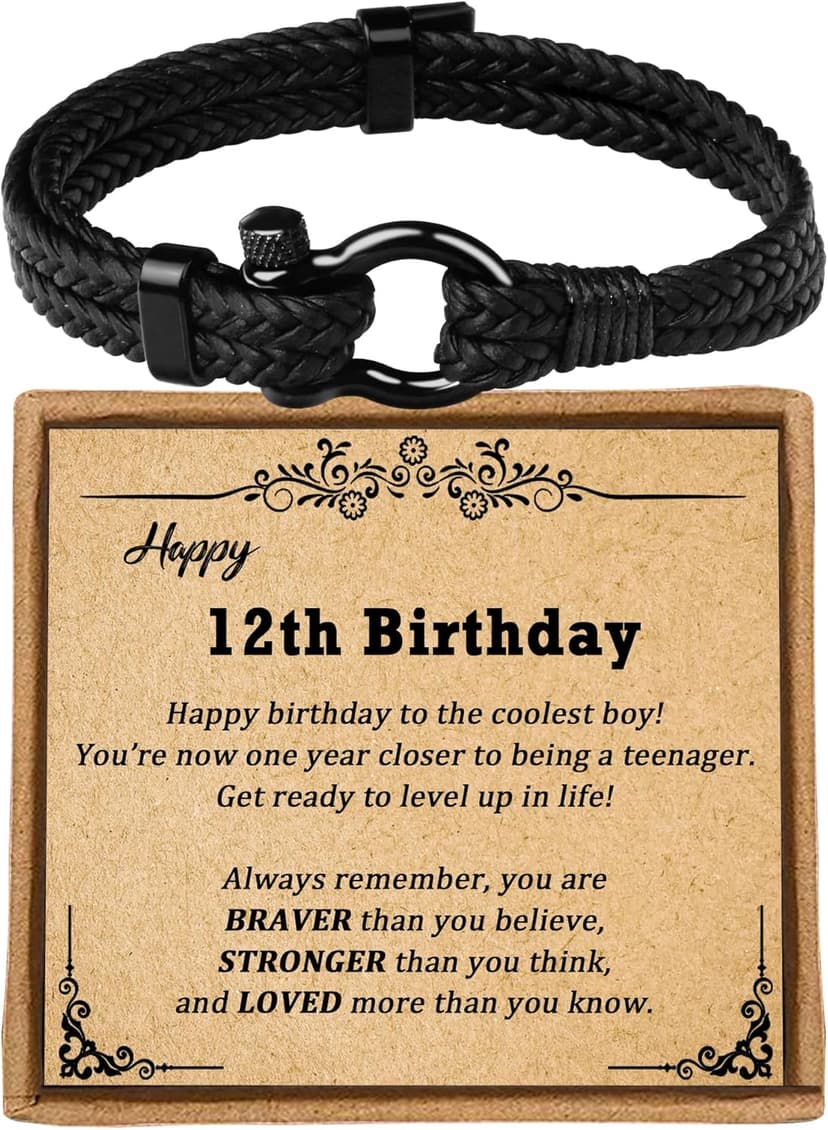 Sereney 9 10 11 12 13 15 16 18 21 30 40 50 60 Year Old Birthday Gifts for Him Boys, Handmade Triple Protection Bracelets as Adjustable National Boyfriend Day Bracelets for Boys Son Grandson Dad Man