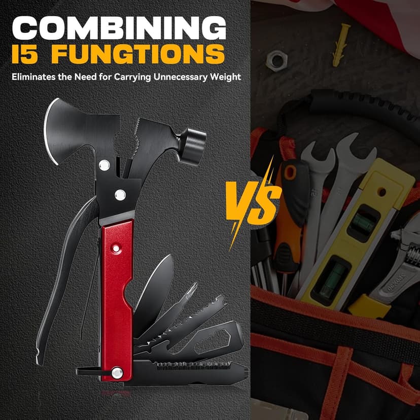 Gifts for Men, 15 in 1 Multitool Axe for Camping Hunting Hiking, Gifts for Dad, Men, Husband, Him, Father, Birthday Gadgets Idea for Him Husband Boyfriend