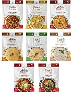 READYWISE - Simple Kitchen, Soup Sampler, Variety Pack, 8 Servings Per Pouch, Soup Mix, Family Size, MRE, Gluten Free Options, Freeze Dried Food, Ready To Eat Meals, Hiking & Backpacking Food, Soup for Family, Pack of 8