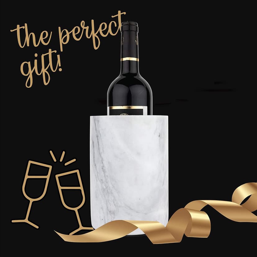 Homeries Marble Wine Chiller Bucket - Wine & Champagne Cooler for Parties, Dinner – Keep Wine & Beverages Cold, Wine Chillers for Bottles – Holds Any 750ml Bottle - Ideal Gift for Wine Enthusiasts