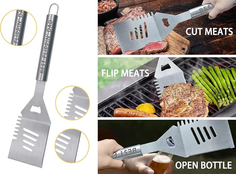 Bonsai Tree Christmas Dad Gifts, Birthday Gifts from Daughter, Best Dad Ever Gift for Christmas - Xmas Cool Grilling Bbq Present for Father from Son - Daddy Stainless Steel Metal Tool Heavy Duty Set 4