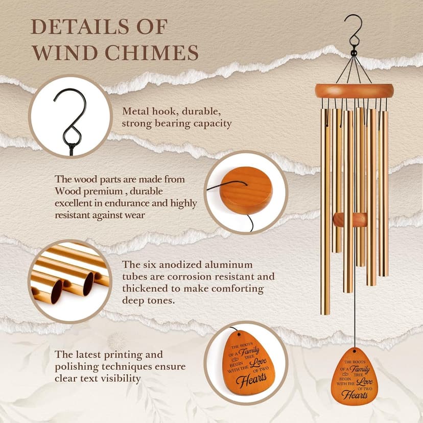 50th Wedding Anniversary Wind Chime, Happy 50th Anniversary Romantic Gifts for Couple, Parents, Wife, Husband, Friends, Golden Anniversarys Keepsake Gifts Ideas