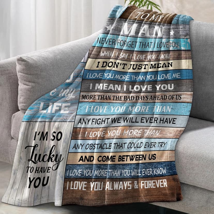 Gifts for Boyfriend/Husband, Boyfriend Birthday Gifts, I Love You Gifts for Him, Wedding Anniversary Birthday Gift for Men, 1 Year Anniversary Romantic Gift for Boyfriends, to My Man Blanket 60"X50"