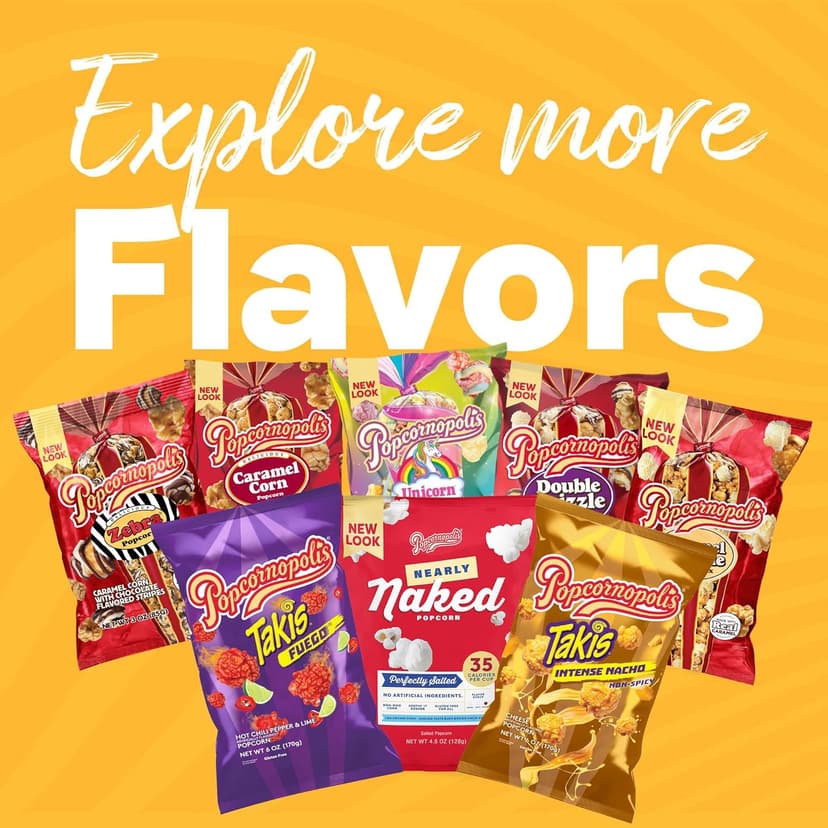 Popcornopolis Gourmet Popcorn Cone Variety Pack – Zebra, Cheddar Cheese, Caramel & Kettle Corn Popcorn, Great for Gifting & Sharing (12-Count)