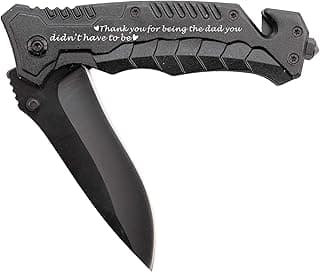 Corfara Engraved Black Pocket Knife for Stepfather Birthday Gifts - Dad & Father's Day Gift from Daughter & Son - Thank You for Being the Dad You Didn't Have to Be