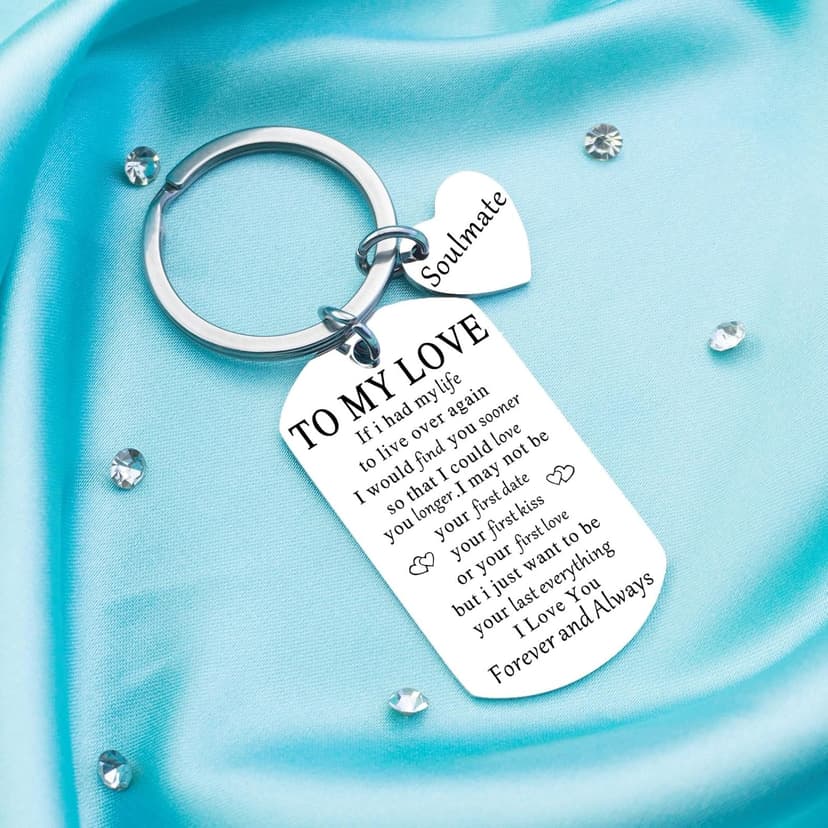Soulmate Gifts for Him Her Boyfriend Husband Girlfriend Wife Soulmate To My Love Keychain Romantic Anniversary I Love You Gifts Birthday Anniversary Christmas Romantic Gift for Him Her