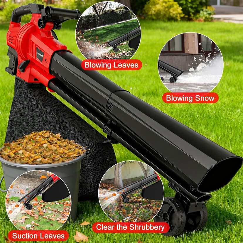 3-in-1 Electric Leaf Blower with Vacuum & Mulcher Compatible for Milwaukee 18V Battery, Leaf Vacuum Cordless with Bag 40L, Leaf Mulcher Cordless Leaf Blowers for Lawn Care, Turbo Mode (No Battery)