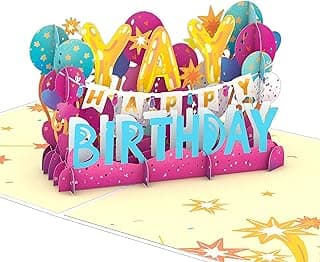 Lovepop Birthday Pop-Up Card for Her, Him, Girls, Boys - 3D Celebration Cards - Yay Happy Birthday - 5" x 7" - Blank Notecard & Envelope Included