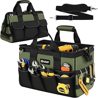 Heavy Duty Tool Bag 15-Inch, 16-Pocket Portable Empty Tool Box Organizer Storage, Toolbox Organization, Soft Handle Large Zipper Carrying Toolbag, Dad Men Mechanic Birthday Stocking Stuffer Gifts