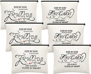 Weewooday 6 Pieces Friendship Gifts for Women Good Friends Makeup Cosmetic Bags Weekend Trip Gifts Birthday Portable Makeup Bags Gifts for Women Travel Retirement Anniversary Present(Classic Style)