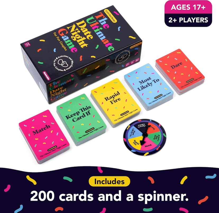The Ultimate Date Night Game by Relatable, Great for Couples Games and Stay at Home Date Night Ideas, From The Makers of Let's Get Deep Relationship Card Game, Includes 300 Cards & Spinner