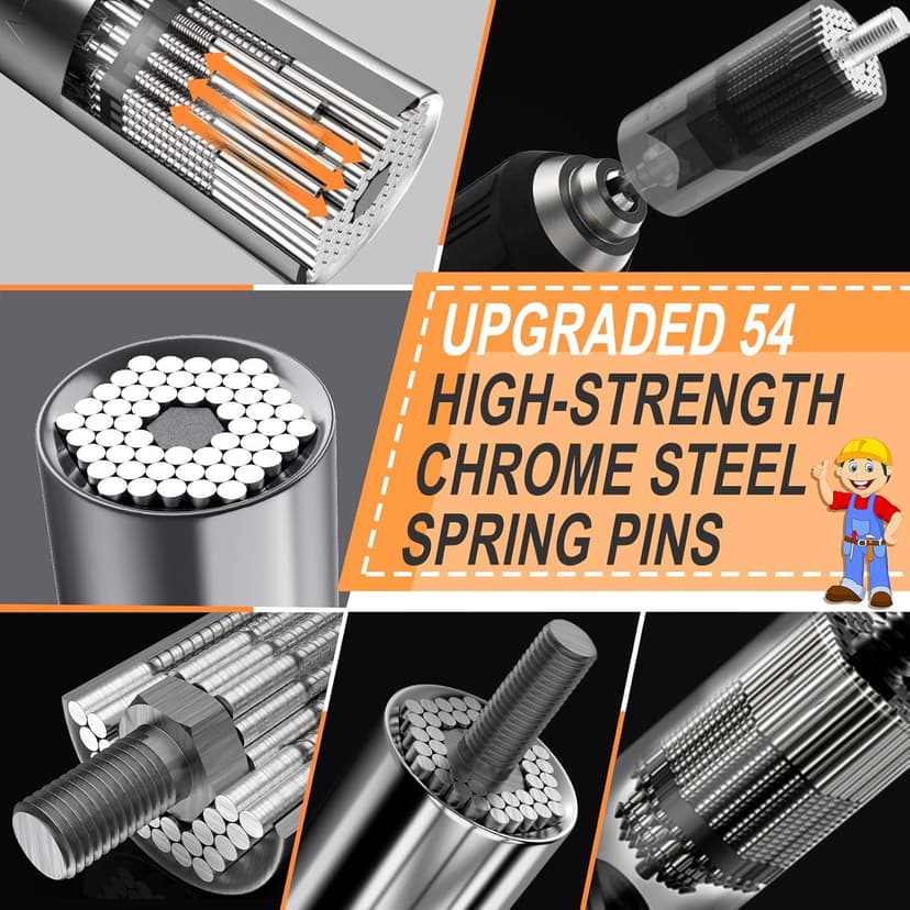 Super Universal Socket Tools Gifts for Men - Christmas Stocking Stuffers for Men Grip Socket Set with Power Drill Adapter Cool Stuff Ideas Gadgets for Him Birthday Gifts for Dad Women Husband (7-19mm)