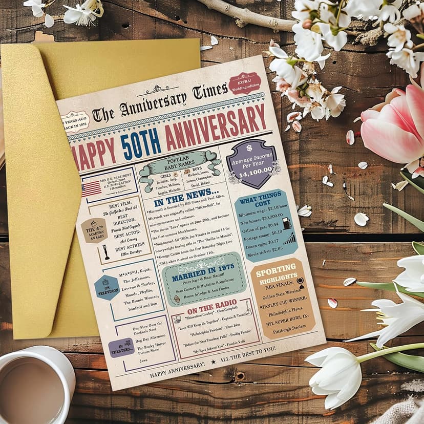 Best 50th Wedding Anniversary Card Gifts for Couple, Funny 50th Anniversary Decorations for Mom Dad, Golden Wedding Gift for Him Her