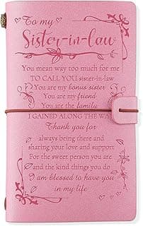 PRSTENLY Sister In Law Gifts Leather Journal, 140 Page Refillable Journal Christmas Graduation Birthday Mothers Day Gifts for Sister In Law