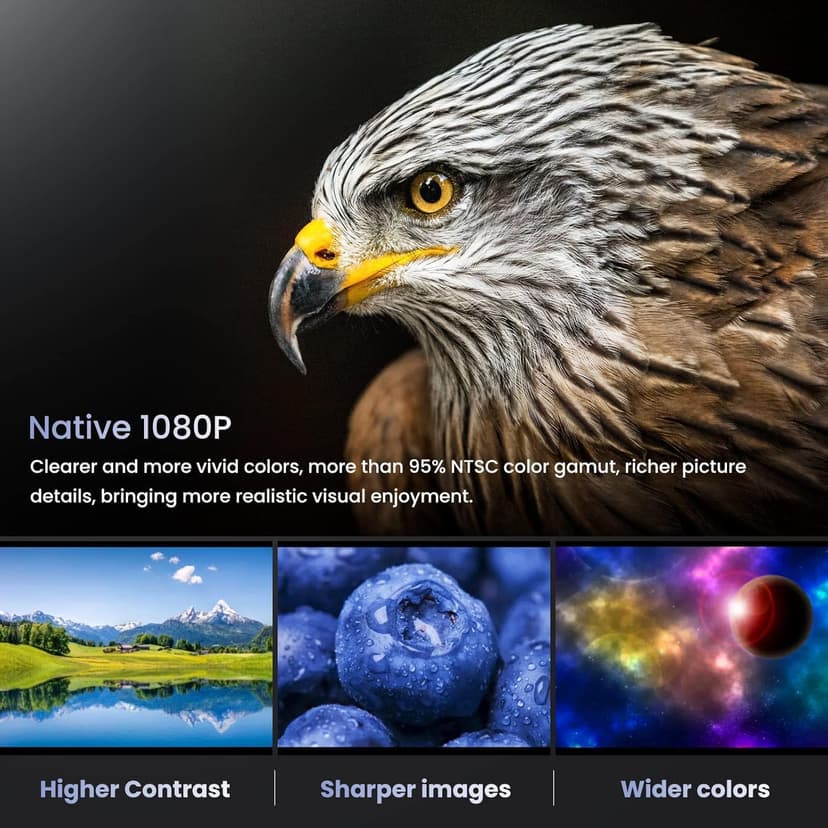 Projector, Native 1080P Full HD Bluetooth Projector with Speaker, Outdoor Portable Movie Mini Projector Compatible with Laptop, Smartphone, TV Stick, Xbox, PS5