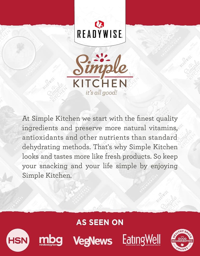 READYWISE - Simple Kitchen, Soup Favorites, Variety Pack, 8 Servings Per Pouch, Soup Mix, Family Size, MRE, Freeze Dried Food, Ready To Eat Meals, Hiking & Backpacking Food, Soup for Family, Pack of 4