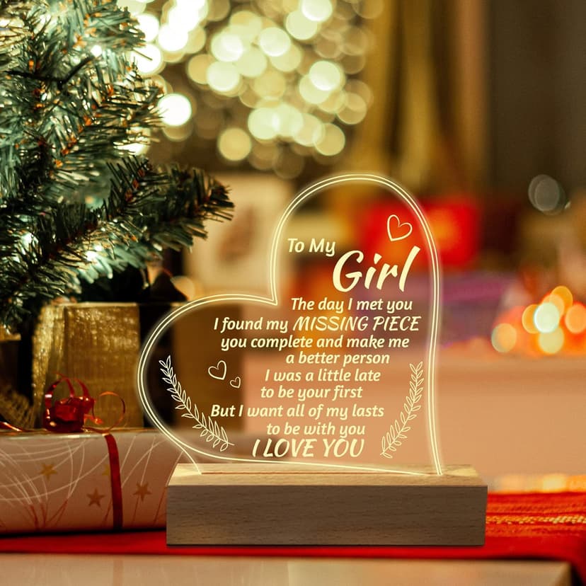 Romantic Gifts for Girlfriend, to My Girlfriend Engraved Night Light, I Love You Gifts for Her, Cute Girlfriends Anniversary Birthday Gifts for Her from Boyfriends