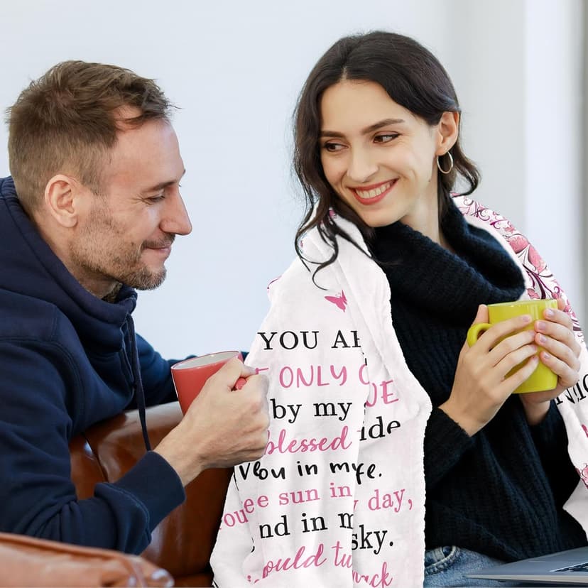 Gifts for Girlfriend, I Love My Girlfriend Birthday Gift, Cute Birthday Gift for Girlfriends Blanket 60"x 50", Best Gifts for GF, Romantic Anniversary Present for Her