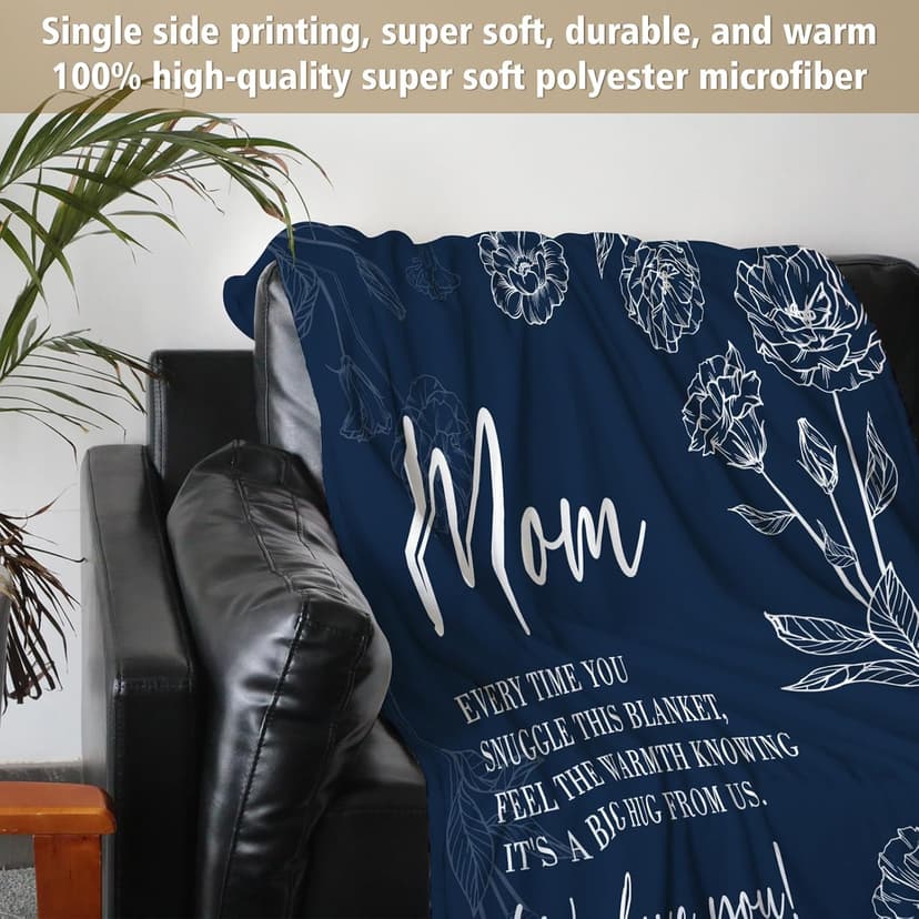 Mom Birthday Gifts, Gifts for Mom Blanket, to My Mother Birthday Gift from Daughter Son, Present for Moms for Christmas 60" x 50", Blue
