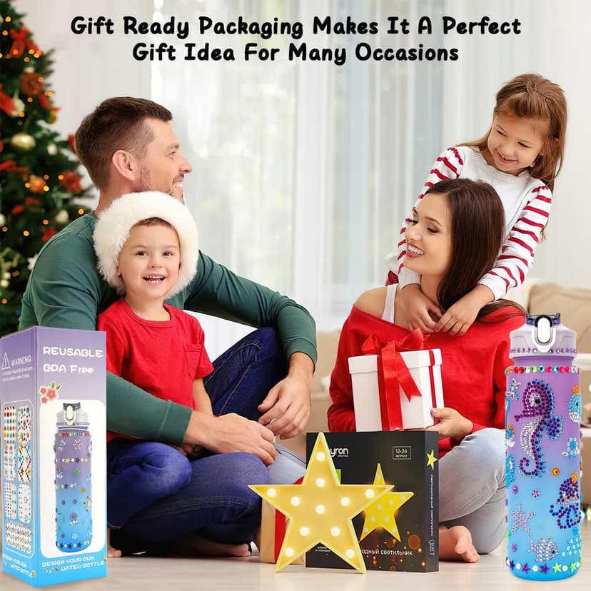 muyurra Christmas Gift for Girls Decorate Your Own Water Bottle Kits for Girls Age 4-12, Girl Water Bottle DIY Arts and Crafts Kits Supplies Christmas Birthday Gifts for Girl 4 5 6 7 8 9 10 Year Old